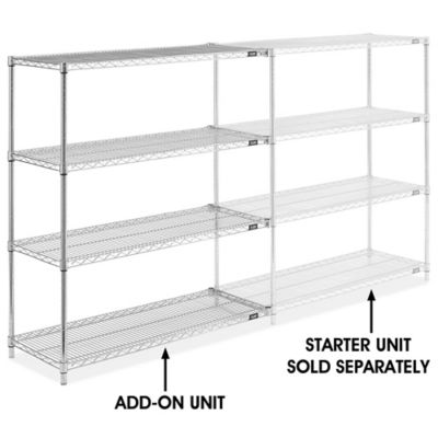 Chrome Wire Shelving Add-On Unit - 48 x 18 x 54" h-2941-54a