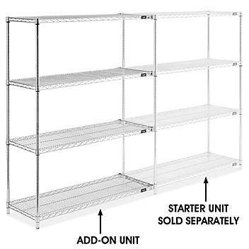 Chrome Wire Shelving Add-On Unit - 48 x 18 x 63" H-2941-63A