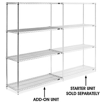 Chrome Wire Shelving Add-On Unit - 48 x 18 x 72" H-2941-72A