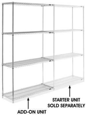 Chrome Wire Shelving Add-On Unit - 48 x 18 x 86" H-2941-86A