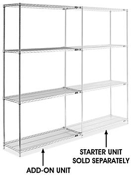 Chrome Wire Shelving Add-On Unit - 48 x 18 x 86" H-2941-86A
