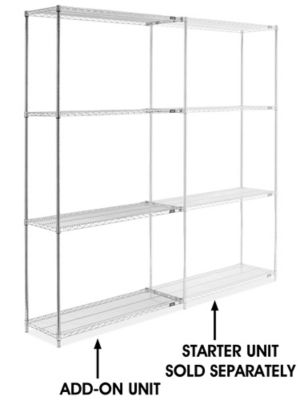 Chrome Wire Shelving Add-On Unit - 48 x 18 x 96" H-2941-96A