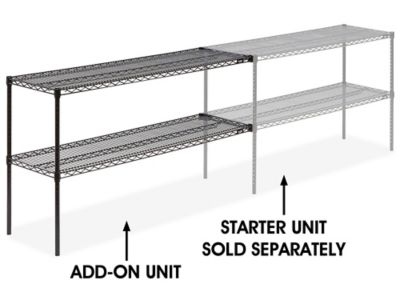 Add-On Unit for Two-Shelf Wire Shelving - 60 x 18 x 34", Black H-2942-34ABL