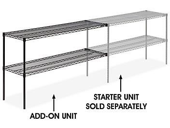 Add-On Unit for Two-Shelf Wire Shelving - 60 x 18 x 34", Black H-2942-34ABL
