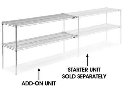 Add-On Unit for Two-Shelf Wire Shelving - 60 x 18 x 34", Chrome h-2942-34ac