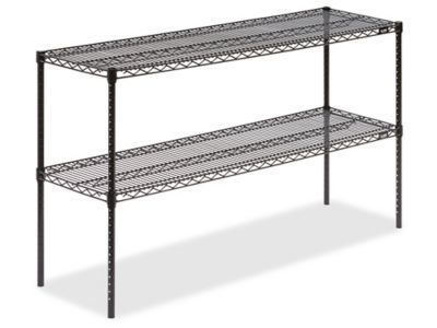 Two-Shelf Wire Shelving Unit - 60 x 18 x 34", Black H-2942-34BL