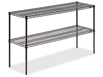 Two-Shelf Wire Shelving Unit - 60 x 18 x 34", Black H-2942-34BL