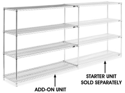 Chrome Wire Shelving Add-On Unit - 60 x 18 x 54" h-2942-54a