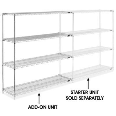 Chrome Wire Shelving Add-On Unit - 60 x 18 x 63" H-2942-63A
