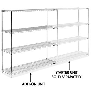 Chrome Wire Shelving Add-On Unit - 60 x 18 x 63" H-2942-63A