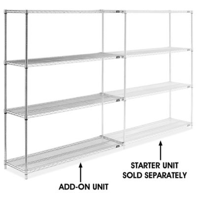 Chrome Wire Shelving Add-On Unit - 60 x 18 x 72" H-2942-72A