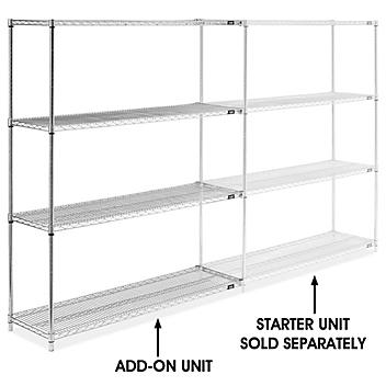 Chrome Wire Shelving Add-On Unit - 60 x 18 x 72" H-2942-72A