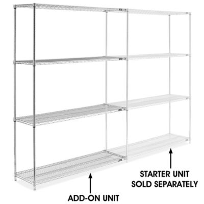 Chrome Wire Shelving Add-On Unit - 60 x 18 x 86" H-2942-86A
