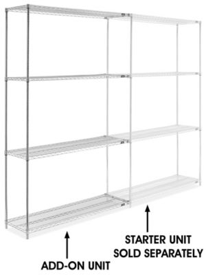 Chrome Wire Shelving Add-On Unit - 60 x 18 x 96" H-2942-96A