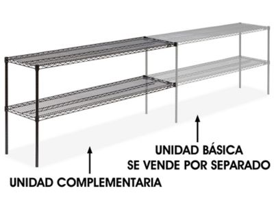 Unidad Complementaria para Estantería de Alambre de Dos Repisas - 72 x 18 x 34", Negro H-2943-34ABL