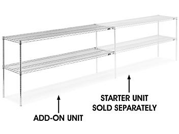Add-On Unit for Two-Shelf Wire Shelving - 72 x 18 x 34", Chrome H-2943-34AC
