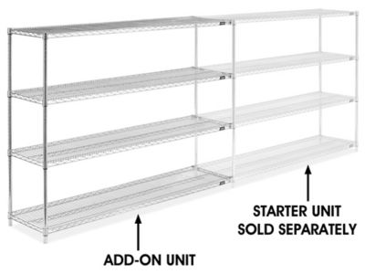 Chrome Wire Shelving Add-On Unit - 72 x 18 x 54" h-2943-54a