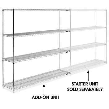 Chrome Wire Shelving Add-On Unit - 72 x 18 x 72" H-2943-72A