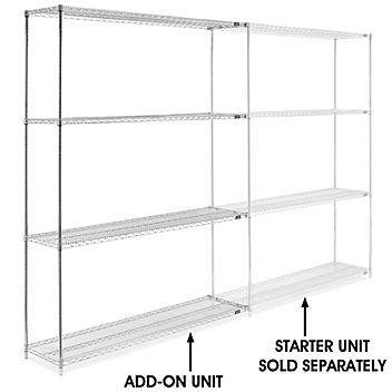 Chrome Wire Shelving Add-On Unit - 72 x 18 x 96" H-2943-96A