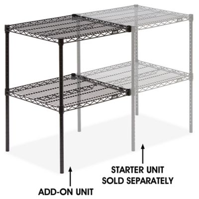 Add-On Unit for Two-Shelf Wire Shelving - 24 x 24 x 34", Black H-2944-34ABL