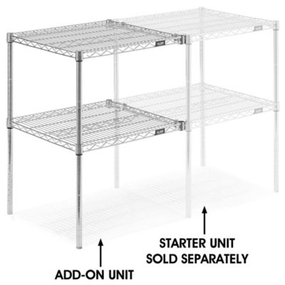 Add-On Unit for Two-Shelf Wire Shelving - 24 x 24 x 34", Chrome h-2944-34ac