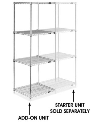 Chrome Wire Shelving Add-On Unit - 24 x 24 x 72" H-2944-72A