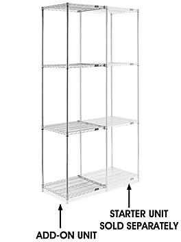 Chrome Wire Shelving Add-On Unit - 24 x 24 x 96" H-2944-96A