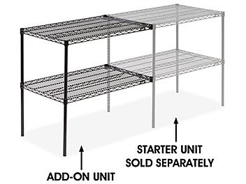 Add-On Unit for Two-Shelf Wire Shelving - 36 x 24 x 34", Black H-2945-34ABL
