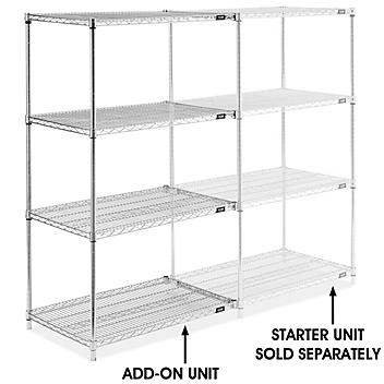 Chrome Wire Shelving Add-On Unit - 36 x 24 x 63" H-2945-63A