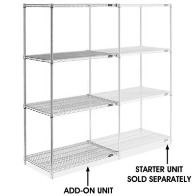Chrome Wire Shelving Add-On Unit - 36 x 24 x 72" H-2945-72A