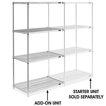 Chrome Wire Shelving Add-On Unit - 36 x 24 x 72" H-2945-72A