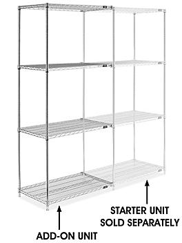 Chrome Wire Shelving Add-On Unit - 36 x 24 x 86" H-2945-86A