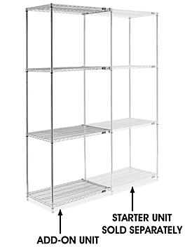 Chrome Wire Shelving Add-On Unit - 36 x 24 x 96" H-2945-96A