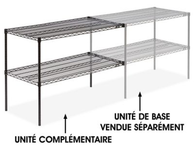 Add-On Unit for Two-Shelf Wire Shelving - 48 x 24 x 34", Black H-2946-34ABL