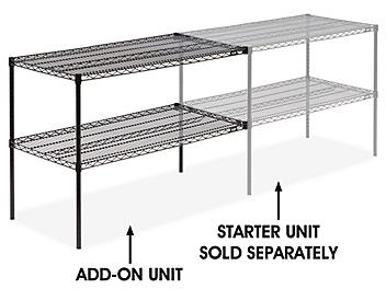 Add-On Unit for Two-Shelf Wire Shelving - 48 x 24 x 34", Black H-2946-34ABL