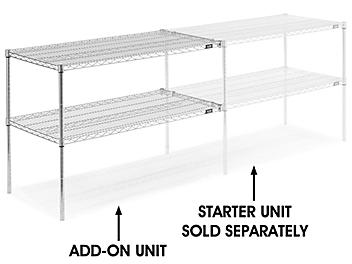 Add-On Unit for Two-Shelf Wire Shelving - 48 x 24 x 34", Chrome H-2946-34AC