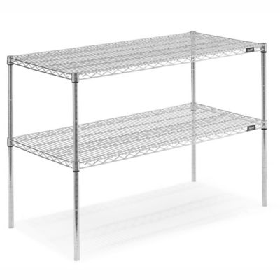 Two-Shelf Wire Shelving Unit - 48 x 24 x 34", Chrome H-2946-34C