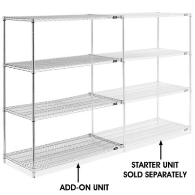 Chrome Wire Shelving Add-On Unit - 48 x 24 x 63" h-2946-63a