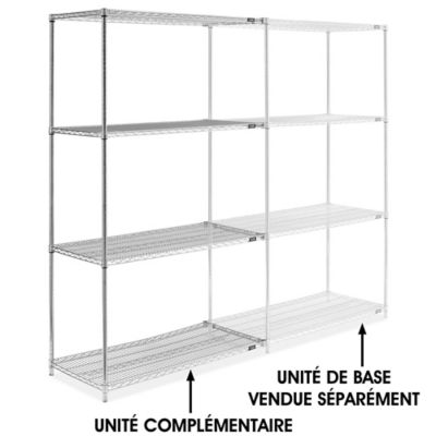 Chrome Wire Shelving Add-On Unit - 48 x 24 x 86" H-2946-86A