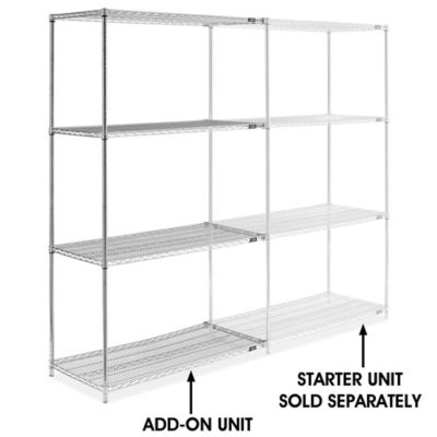 Chrome Wire Shelving Add-On Unit - 48 x 24 x 86" h-2946-86a
