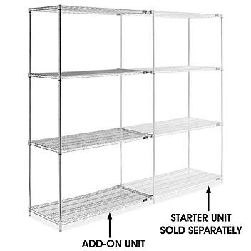 Chrome Wire Shelving Add-On Unit - 48 x 24 x 86" H-2946-86A
