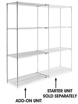 Chrome Wire Shelving Add-On Unit - 48 x 24 x 96" H-2946-96A