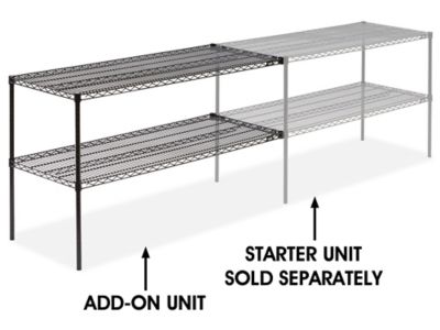 Add-On Unit for Two-Shelf Wire Shelving - 60 x 24 x 34", Black H-2947-34ABL