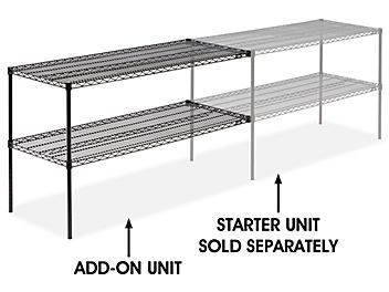 Add-On Unit for Two-Shelf Wire Shelving - 60 x 24 x 34", Black H-2947-34ABL