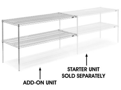 Add-On Unit for Two-Shelf Wire Shelving - 60 x 24 x 34", Chrome h-2947-34ac
