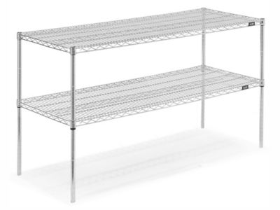 Two-Shelf Wire Shelving Unit - 60 x 24 x 34", Chrome H-2947-34C