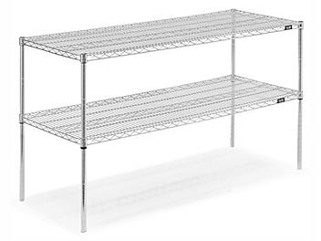 Two-Shelf Wire Shelving Unit - 60 x 24 x 34", Chrome H-2947-34C