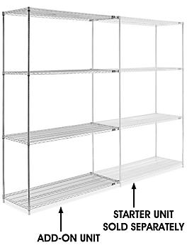 Chrome Wire Shelving Add-On Unit - 60 x 24 x 96" H-2947-96A