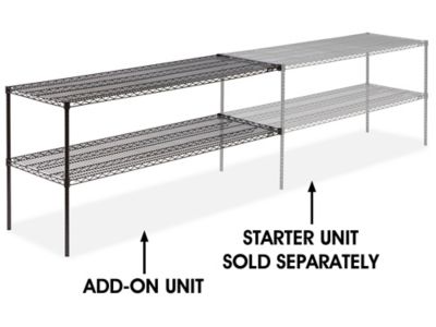 Add-On Unit for Two-Shelf Wire Shelving - 72 x 24 x 34", Black h-2948-34abl