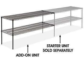 Add-On Unit for Two-Shelf Wire Shelving - 72 x 24 x 34", Black H-2948-34ABL